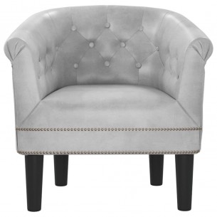 Fauteuil cabriolet argenté similicuir