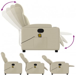 Fauteuil inclinable de massage Crème Similicuir