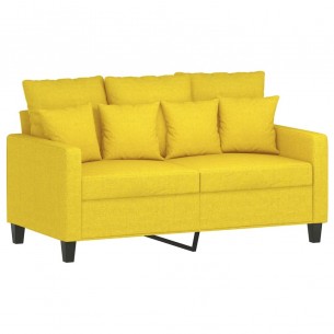Ensemble de canapés 4 pcs avec coussins jaune clair tissu