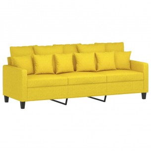 Ensemble de canapés 4 pcs avec coussins jaune clair tissu