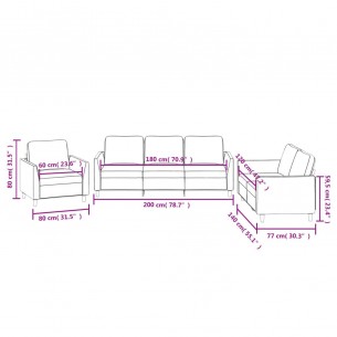 Ensemble de canapés 3 pcs avec coussins Gris Similicuir