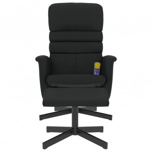Fauteuil inclinable de massage avec repose-pied noir similicuir