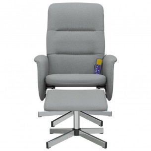 Fauteuil inclinable de massage et repose-pied gris clair tissu