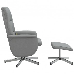 Fauteuil inclinable de massage et repose-pied gris clair tissu