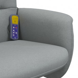Fauteuil inclinable de massage et repose-pied gris clair tissu