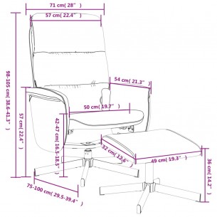 Fauteuil inclinable de massage et repose-pied gris clair tissu