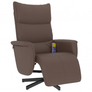 Fauteuil inclinable de massage repose-pieds marron similicuir