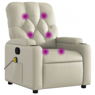 Fauteuil inclinable de massage Crème Similicuir