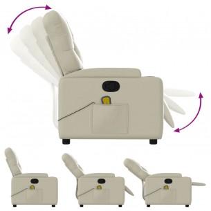 Fauteuil inclinable de massage Crème Similicuir