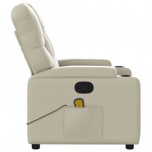 Fauteuil inclinable de massage Crème Similicuir