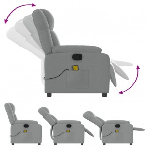 Fauteuil de massage inclinable Gris clair Tissu