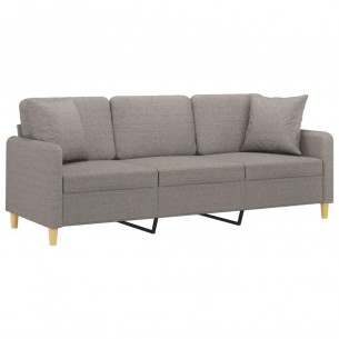 Canapé 3 places avec oreillers décoratifs taupe 180 cm tissu
