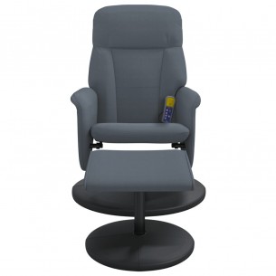 Fauteuil de massage inclinable repose-pied gris foncé velours