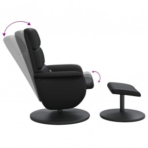 Fauteuil inclinable de massage avec repose-pied noir similicuir