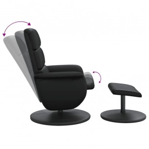Fauteuil inclinable avec repose-pied noir similicuir