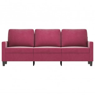 Canapé à 3 places Rouge bordeaux 180 cm Velours