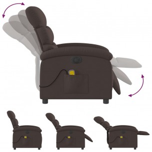 Fauteuil de massage inclinable électrique Marron foncé Tissu