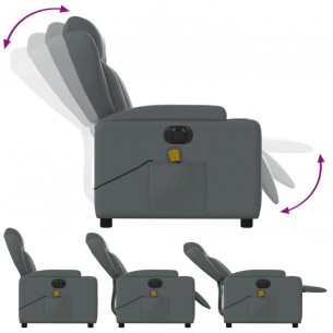 Fauteuil de massage inclinable électrique gris similicuir