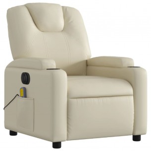 Fauteuil de massage inclinable électrique crème similicuir