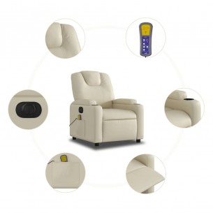 Fauteuil de massage inclinable électrique crème similicuir