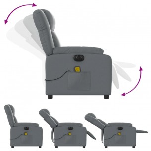 Fauteuil de massage inclinable électrique gris similicuir