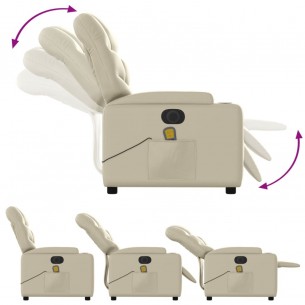 Fauteuil de massage inclinable électrique crème similicuir