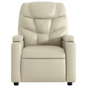 Fauteuil de massage inclinable électrique crème similicuir
