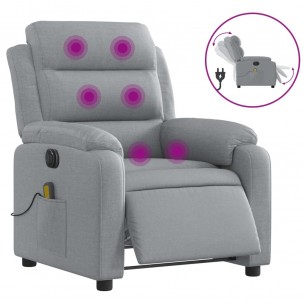 Fauteuil de massage inclinable électrique gris clair tissu