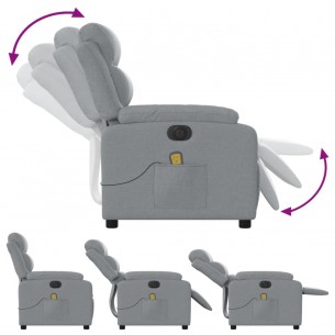 Fauteuil de massage inclinable électrique gris clair tissu