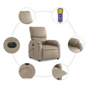 Fauteuil de massage inclinable électrique cappuccino similicuir