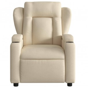 Fauteuil inclinable de massage électrique crème tissu