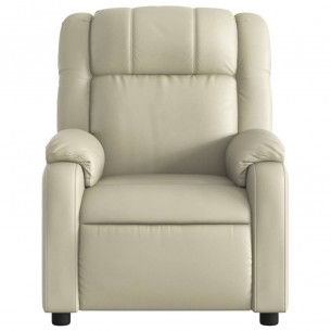 Fauteuil de massage inclinable électrique crème similicuir