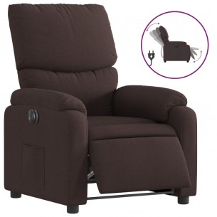 Fauteuil inclinable électrique Marron foncé Tissu