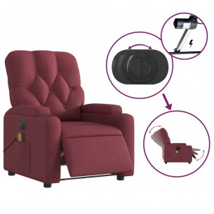 Fauteuil de massage inclinable électrique Rouge bordeaux Tissu