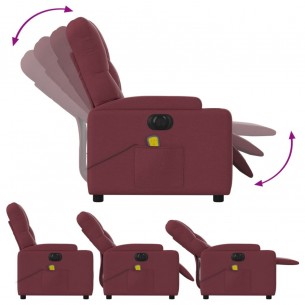 Fauteuil de massage inclinable électrique Rouge bordeaux Tissu