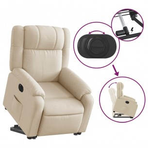 Fauteuil inclinable électrique crème tissu