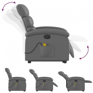 Fauteuil inclinable de massage électrique gris similicuir