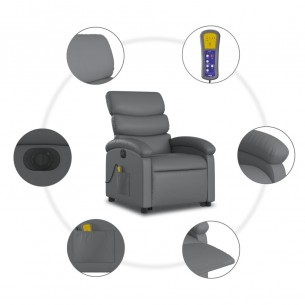 Fauteuil inclinable de massage électrique gris similicuir