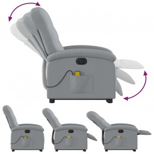 Fauteuil inclinable de massage électrique Gris clair Tissu