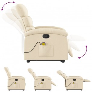 Fauteuil inclinable de massage Crème Tissu