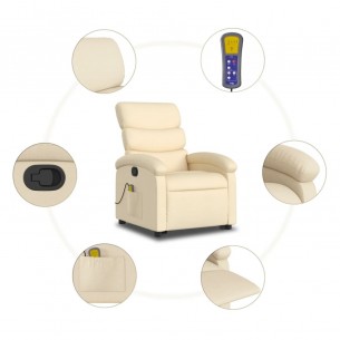 Fauteuil inclinable de massage Crème Tissu