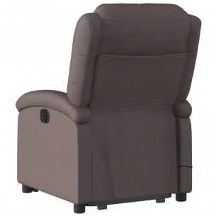 Fauteuil inclinable de massage marron foncé cuir véritable