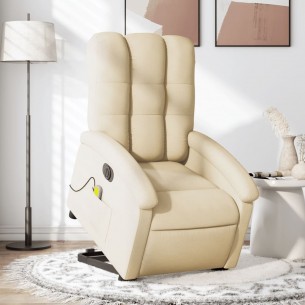 Fauteuil inclinable de massage électrique Crème Tissu