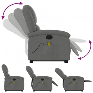 Fauteuil de massage inclinable Gris foncé Tissu