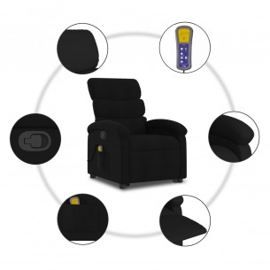 Fauteuil de massage inclinable Noir Tissu