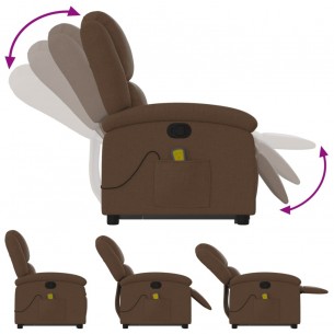 Fauteuil de massage inclinable Marron Tissu