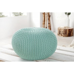 Pouf design boule 50 cm en coton tricoté coloris vert Pouf design boule 50 cm en coton tricoté coloris vert
