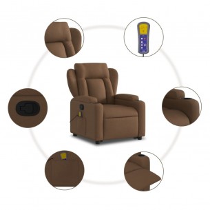 Fauteuil de massage inclinable Marron Tissu