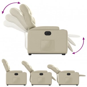 Fauteuil inclinable électrique crème similicuir