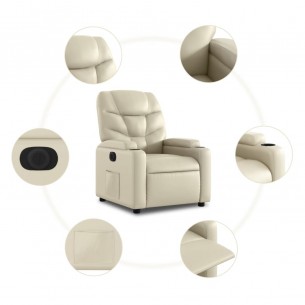 Fauteuil inclinable électrique crème similicuir